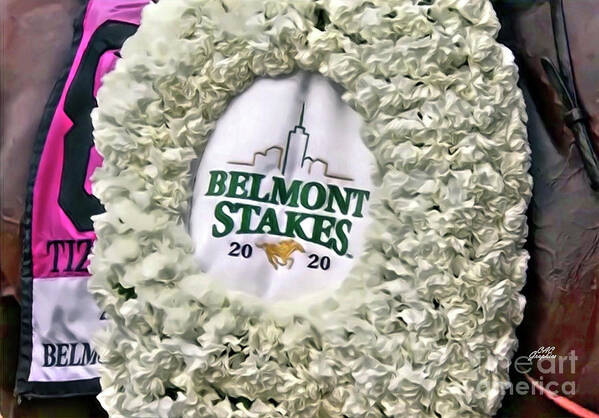 Belmont Park Art Print featuring the digital art Belmont Stakes Carnations by CAC Graphics