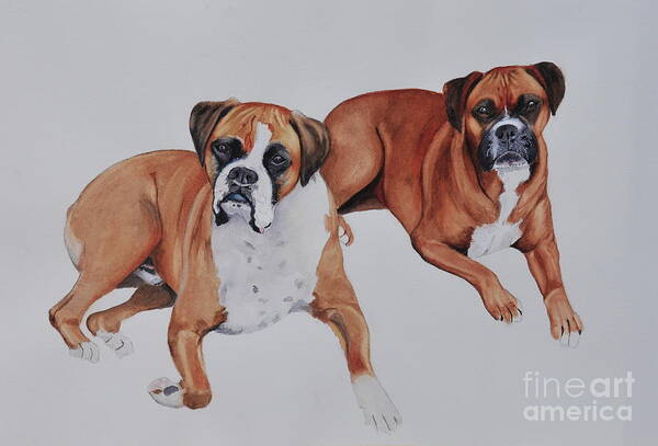 Dogs Art Print featuring the painting Best Friends by John W Walker