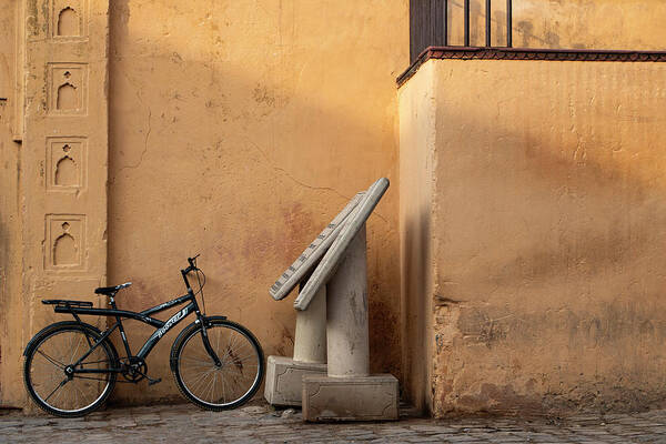 Minimalism Art Print featuring the photograph Bicycle at Amber Fort by Prakash Ghai