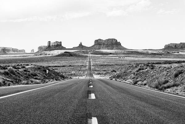 Arizona Art Print featuring the photograph Black Arizona Series - Monument Valley Road by Philippe HUGONNARD