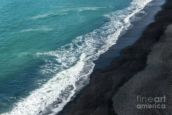 Black Art Print featuring the photograph Black beach abstract by Delphimages Photo Creations
