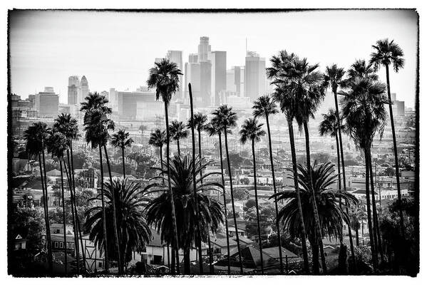 Los Angeles Art Print featuring the photograph Black California Series - Los Angeles Skyline by Philippe HUGONNARD
