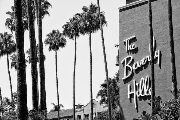 Beverly Hills Art Print featuring the photograph Black California Series - The Beverly Hills Hotel by Philippe HUGONNARD
