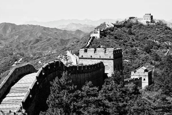 Great Wall Of China Art Print featuring the photograph Black China Series - Great Wall of China by Philippe HUGONNARD