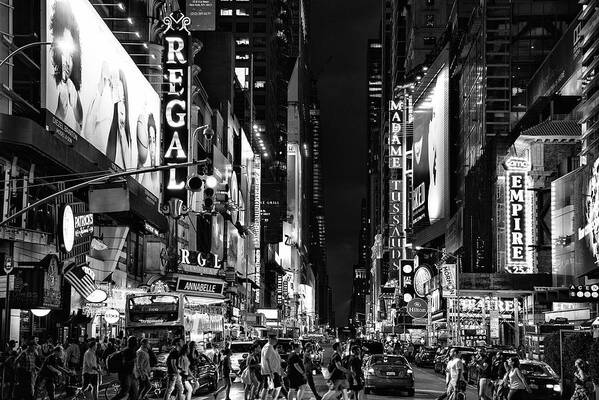 United States Art Print featuring the photograph Black Manhattan Series - Times Square by Night by Philippe HUGONNARD