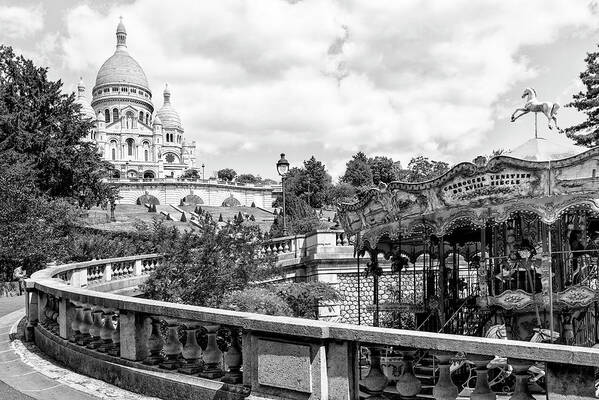 France Art Print featuring the photograph Black Montmartre Series - Weekend in Paris by Philippe HUGONNARD