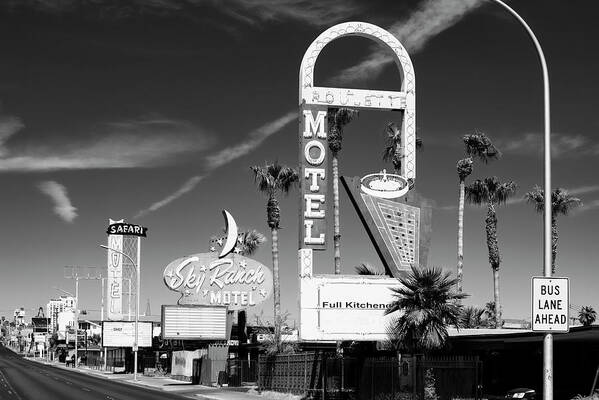 Nevada Art Print featuring the photograph Black Nevada Series - Vegas Motels by Philippe HUGONNARD