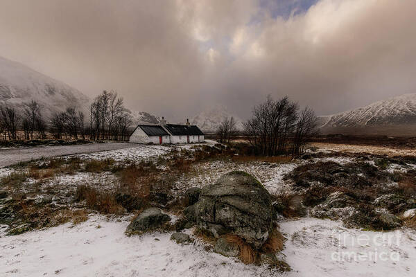 #buachaille Etive Mor #buachailleetivemor #snow #mountainsnow #g Art Print featuring the photograph Black Rock Cottage by Keith Thorburn LRPS EFIAP CPAGB