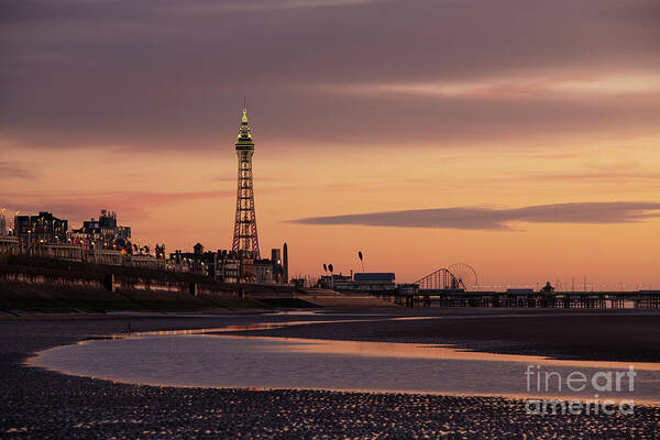 Blackpool Art Print featuring the photograph Blackpool Sunset Skies by Stephen Cheatley
