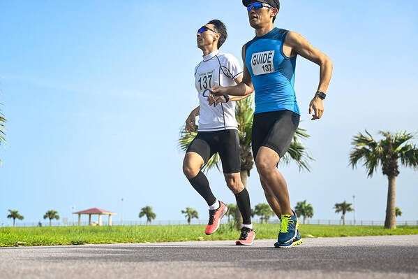 Persons With Disabilities Art Print featuring the photograph Blind triathlete by Gen Umekita