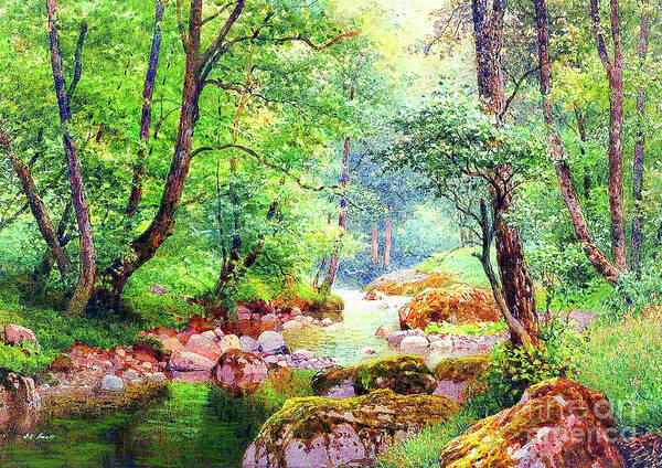 Landscape Art Print featuring the painting Blissful Stream by Jane Small