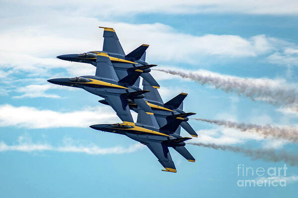 Jet Art Print featuring the photograph Blue Angel Diamond Pattern In The Clouds by Beachtown Views