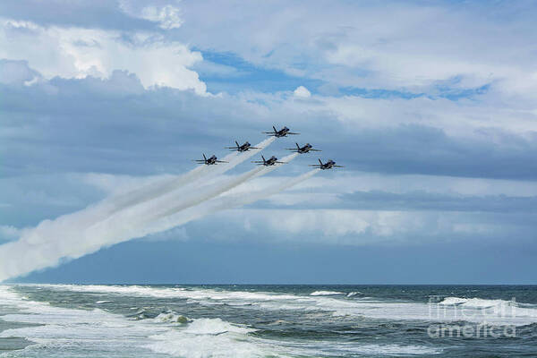 Blue Angels Art Print featuring the photograph Blue Angels over the Gulf of Mexico by Beachtown Views