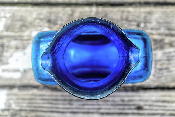 Blue Bottle Overhead Art Print featuring the photograph Blue Bottle Overhead by Sharon Popek