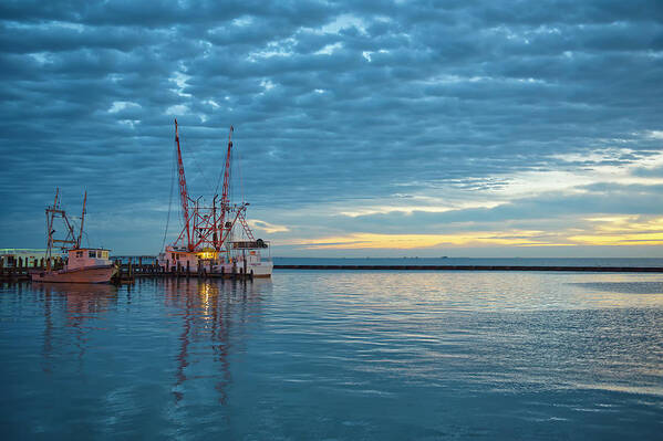 Shrimp Boats Art Print featuring the photograph Blue Dawn by Ty Husak