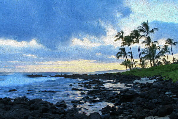Hawaii Art Print featuring the photograph Blue Sunset Painting by Robert Carter