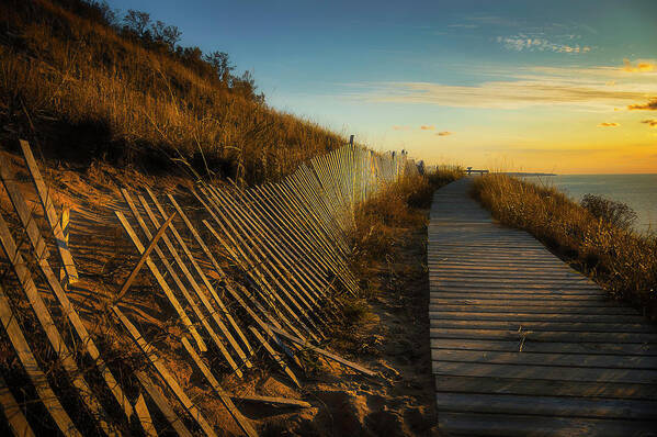 Boardwalk Art Print featuring the photograph Boardwalk Overlook At Sunset by Owen Weber