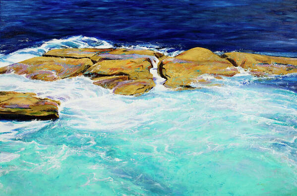 Finger Art Print featuring the painting Bondi Rocks by Lorraine McMillan