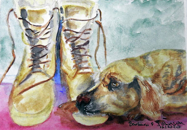 Boots Art Print featuring the painting Boots by Barbara F Johnson