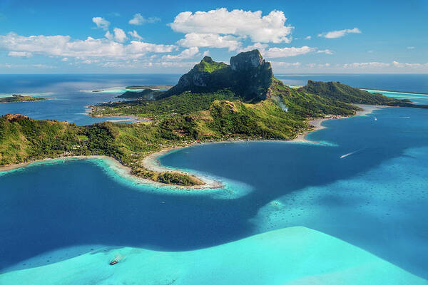 Bora Bora Art Print featuring the photograph Bora Bora - aerial view of the island and the lagoon by Olivier Parent