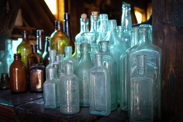Old Art Print featuring the photograph Bottles by Mary Hone