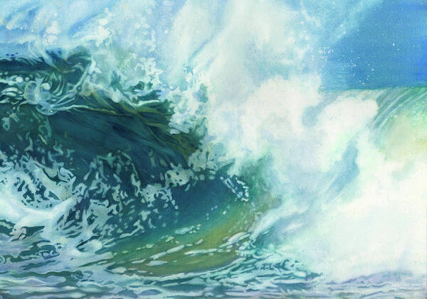 Wave Art Print featuring the painting Breathtaking Kai Mana by Sandy Haight