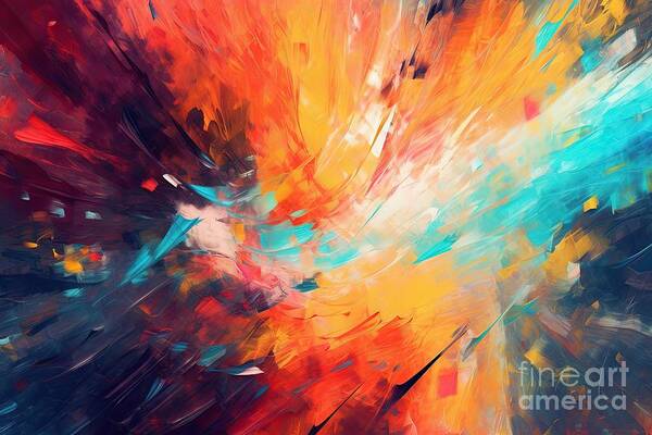 Bright Artistic Splashes Abstract Painting Color Texture Modern