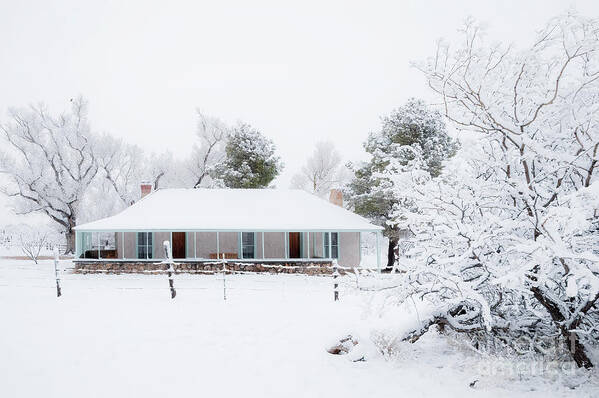 Arizona Art Print featuring the photograph Brown Canyon Ranch House In Snow by Al Andersen