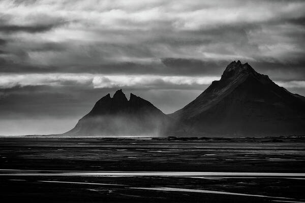 Clouds Art Print featuring the photograph Brunnhorn peaks - Hofn, Iceland by George Vlachos