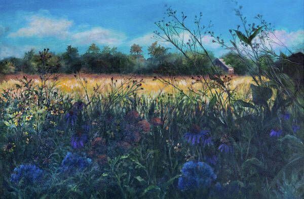 Weeds Art Print featuring the painting Buckeye Woods, Late Summer by Carol Klingel