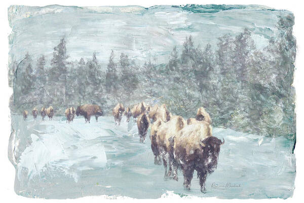 Abstract Art Print featuring the digital art Buffalo Herd by Ramona Murdock