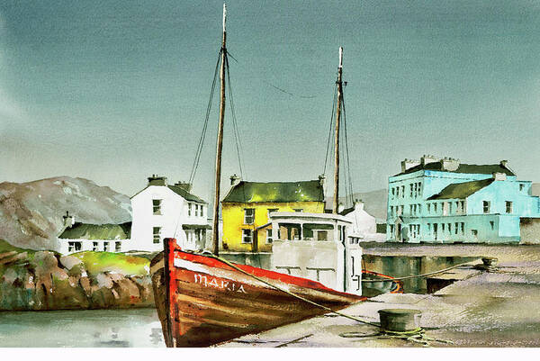 Ireland Art Print featuring the painting Burtonport Harbour, Donegal by Val Byrne