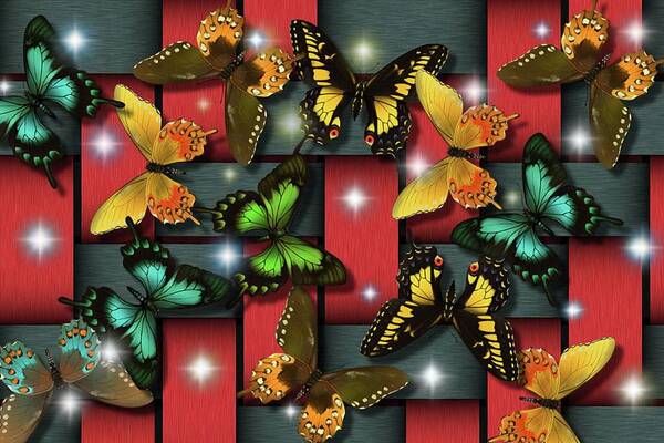 Sparkle Art Print featuring the digital art Butterfly Sparkle by Teresa Trotter