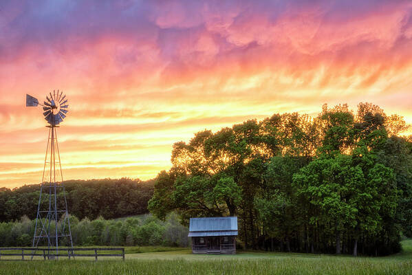 Cabin Art Print featuring the photograph Cabin Sunset by Russell Pugh