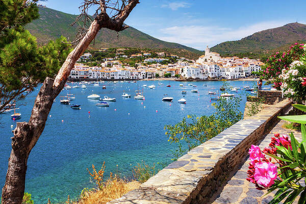 Spain Art Print featuring the photograph Cadaques, Spain Viewed From Across The Bay #2 by Tatiana Travelways