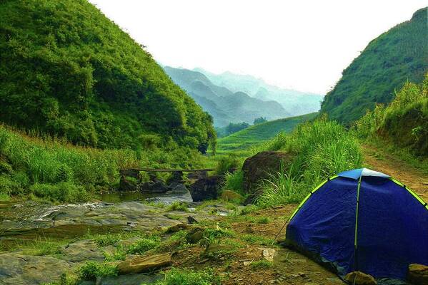 Camp Art Print featuring the photograph Camping in the mountains by Robert Bociaga