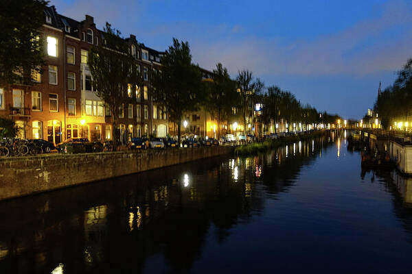 Night Art Print featuring the photograph Canal at Night by Marian Tagliarino