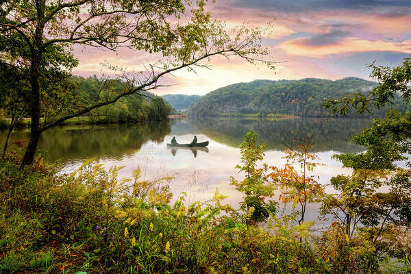 Boats Art Print featuring the photograph Canoeing on the Lake Ocoee Parksville by Debra and Dave Vanderlaan