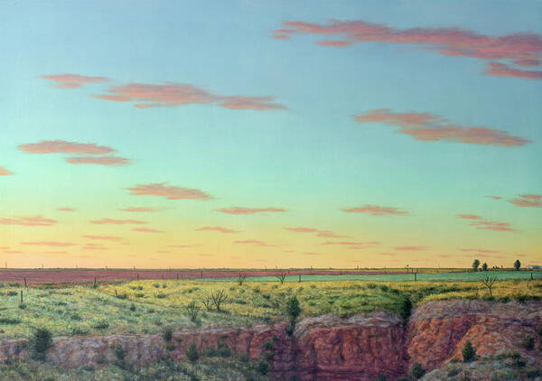 Sunset Art Print featuring the painting Caprock Edge by James W Johnson