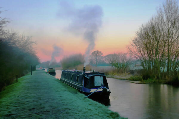 Narrowboat Art Print featuring the photograph Cardinal Wolsey in the Bleak Mid-Winter by Ian Hutson
