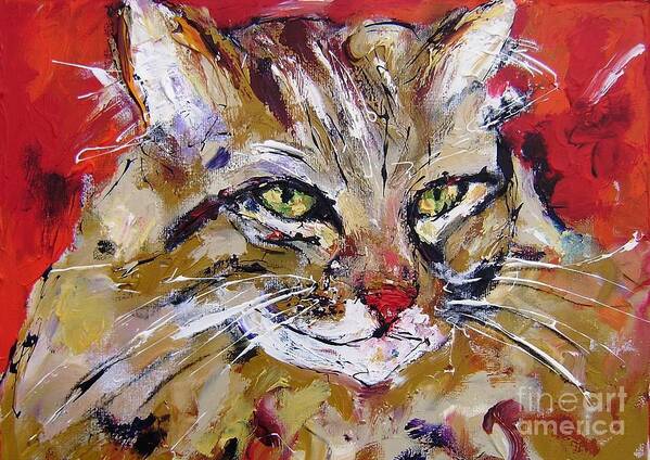 Cat Paintings. Cat Art Art Print featuring the painting Paintings Of Cat Portraits by Mary Cahalan Lee - aka PIXI