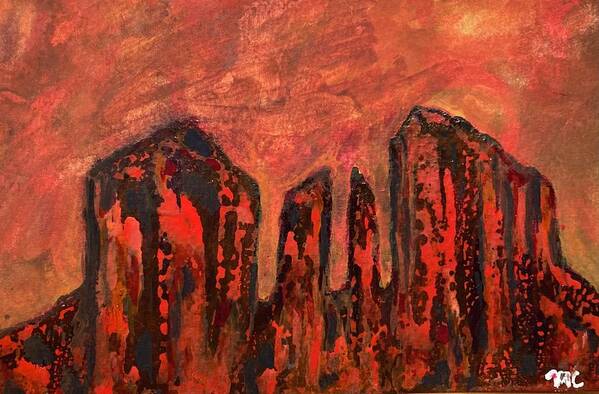 Sedona Art Print featuring the painting Cathedral Rocks by Mike Coyne