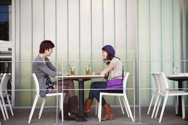 People Art Print featuring the photograph Caucasian friends having lunch in outdoor cafe by Kyle Monk