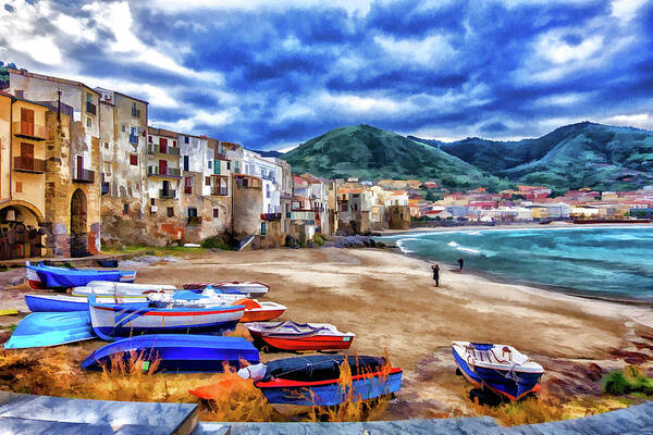 Italy Art Print featuring the photograph Cefalu Waterfront by Monroe Payne