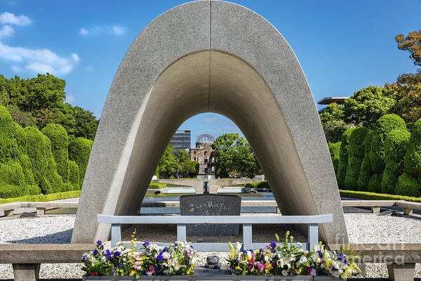 Memorial Art Print featuring the photograph Cenotaph for the Hiroshima A-bomb victims by Lyl Dil Creations