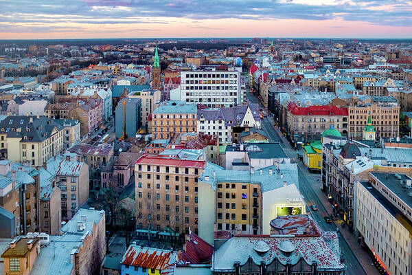 Riga Art Print featuring the photograph Central district by Fabrizio Troiani