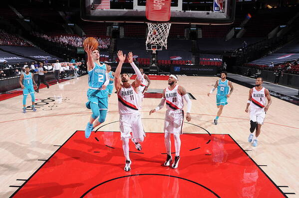 Lamelo Ball Art Print featuring the photograph Charlotte Hornets v Portland Trail Blazers by Sam Forencich