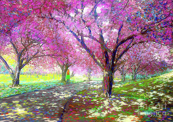 Landscape Art Print featuring the painting Cherry Blossom by Jane Small