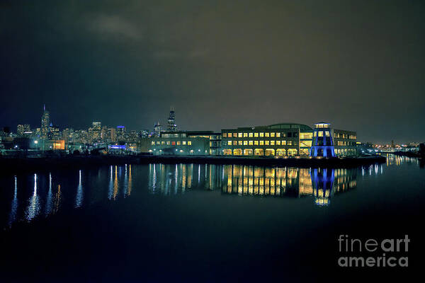 Goose Art Print featuring the photograph Chicago's Goose Island at Night by Bruno Passigatti
