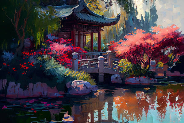 Lan Su Chinese Garden, Usa Vintage Pencil Drawing Art Print by Gardens of  the World Art Prints & Posters - Fy